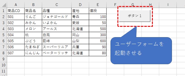 シートにボタンを設置