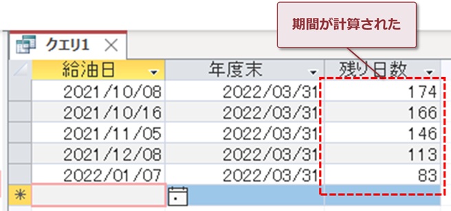 期間が計算された