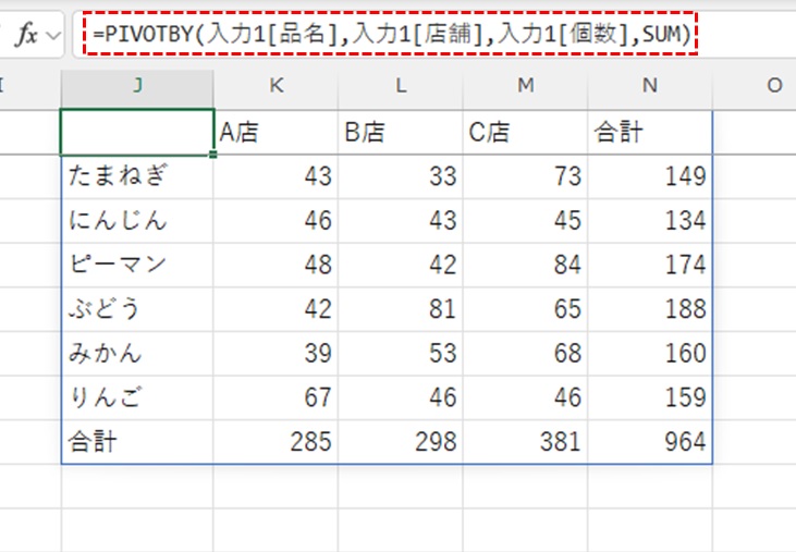 PIVOTBY関数